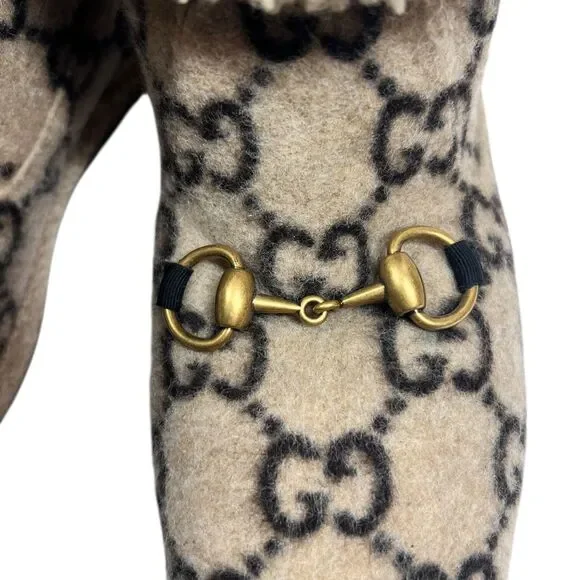 Gucci GG Monogram Wool Shearling Boots Beige Tan Women’s Size EUR 39.5 Horsebit - Picture 16 of 16